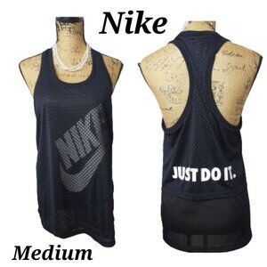 Nike Women's Mesh Tank Top M Double Layer Training Vintage Racerback M
